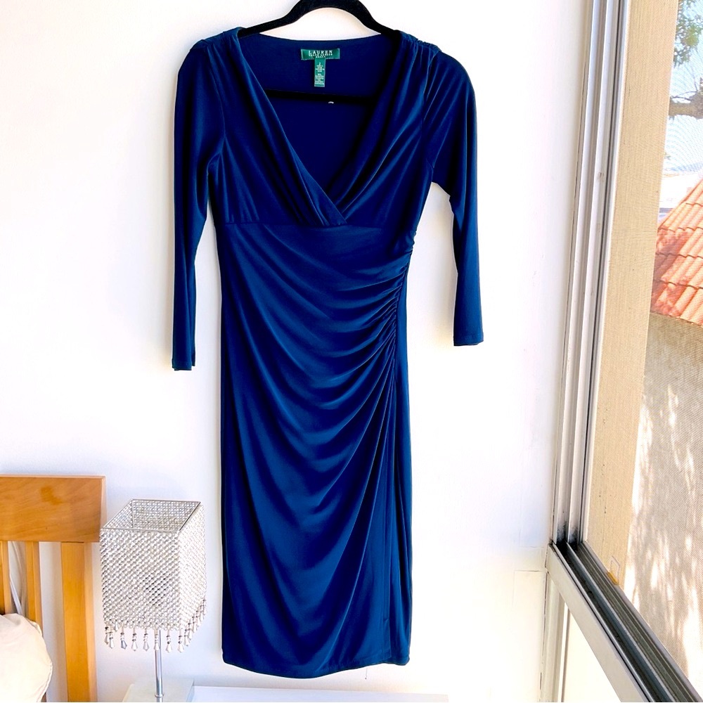 Ralph Lauren Navy Blue Midi Dress ~ Size 2
